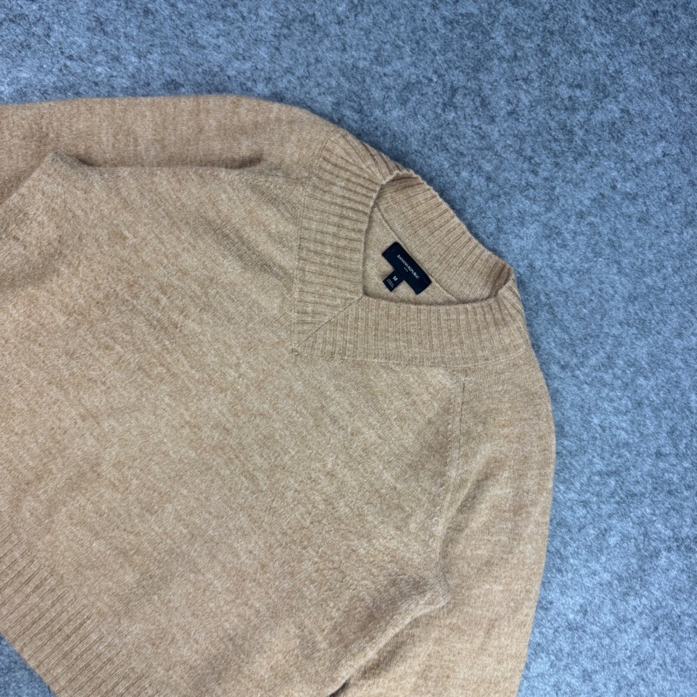 Banana Republic Womens Alpaca Blend V-Neck Sweater‎ Camel Brown Medium 1166